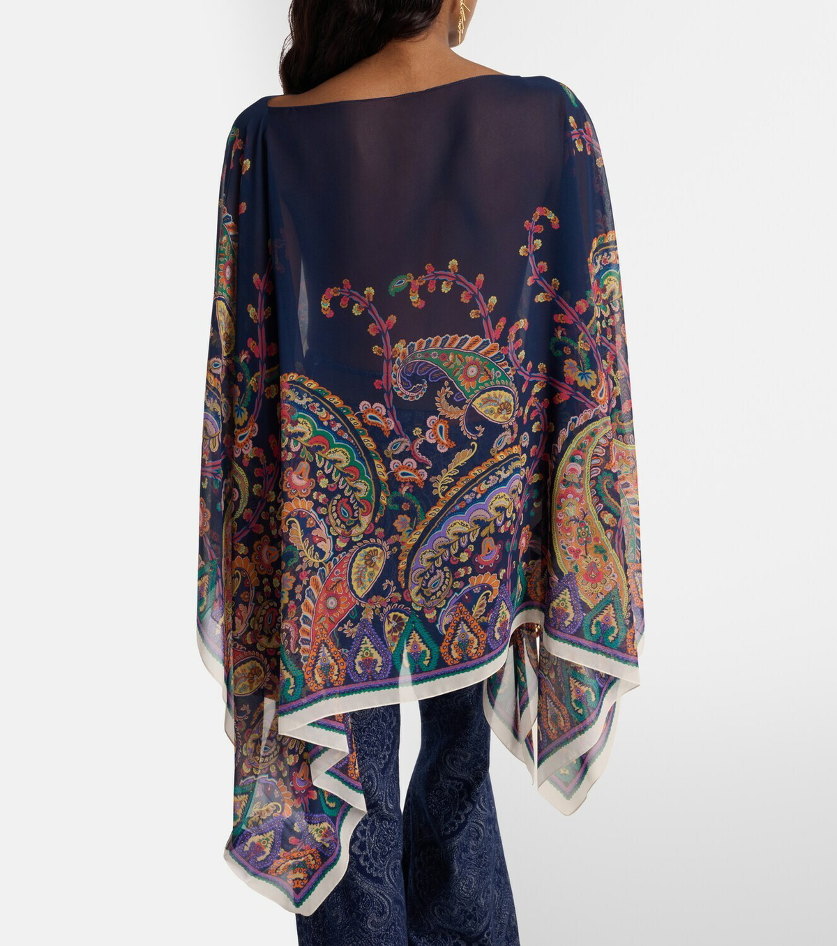 Etro Printed silk crêpe de chine poncho