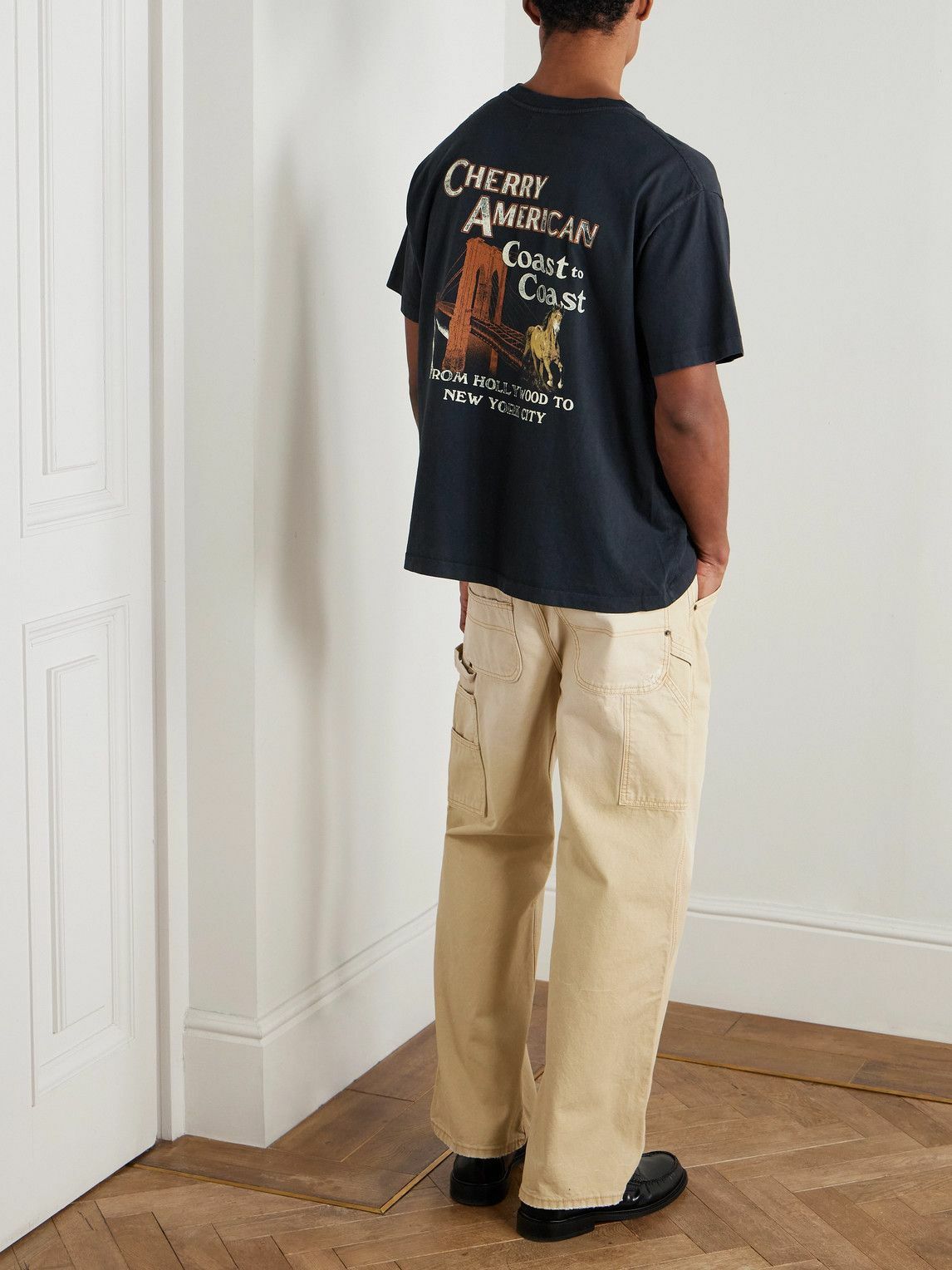Cherry Los Angeles - Coast to Coast Printed Cotton-Jersey T-Shirt - Black