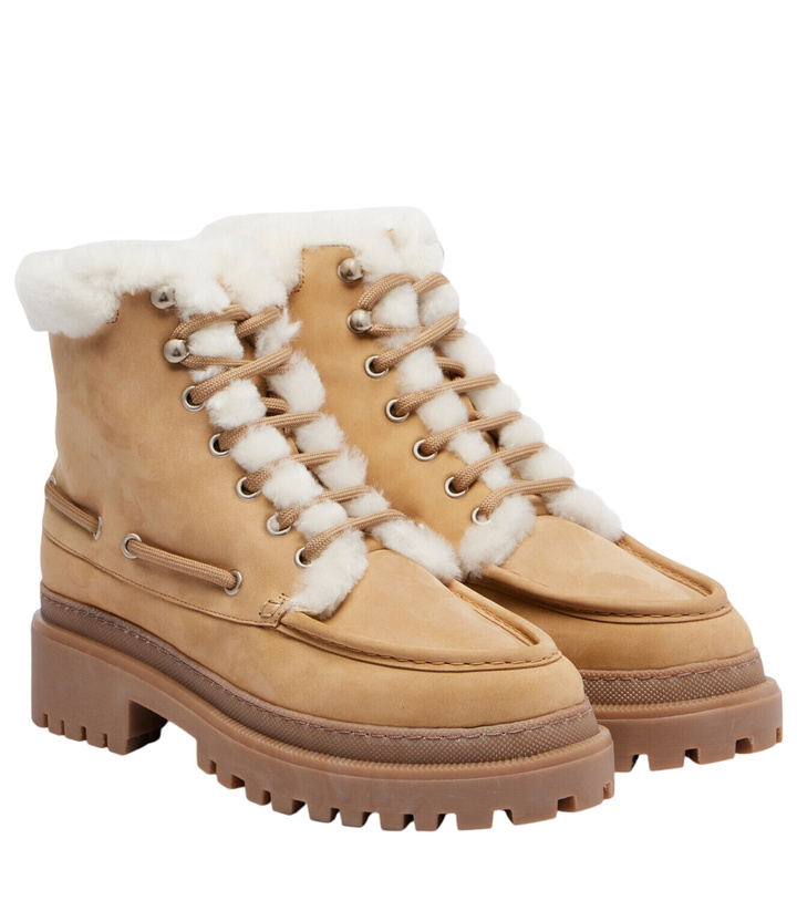 Photo: Yves Salomon Shearling-lined suede lace-up boots