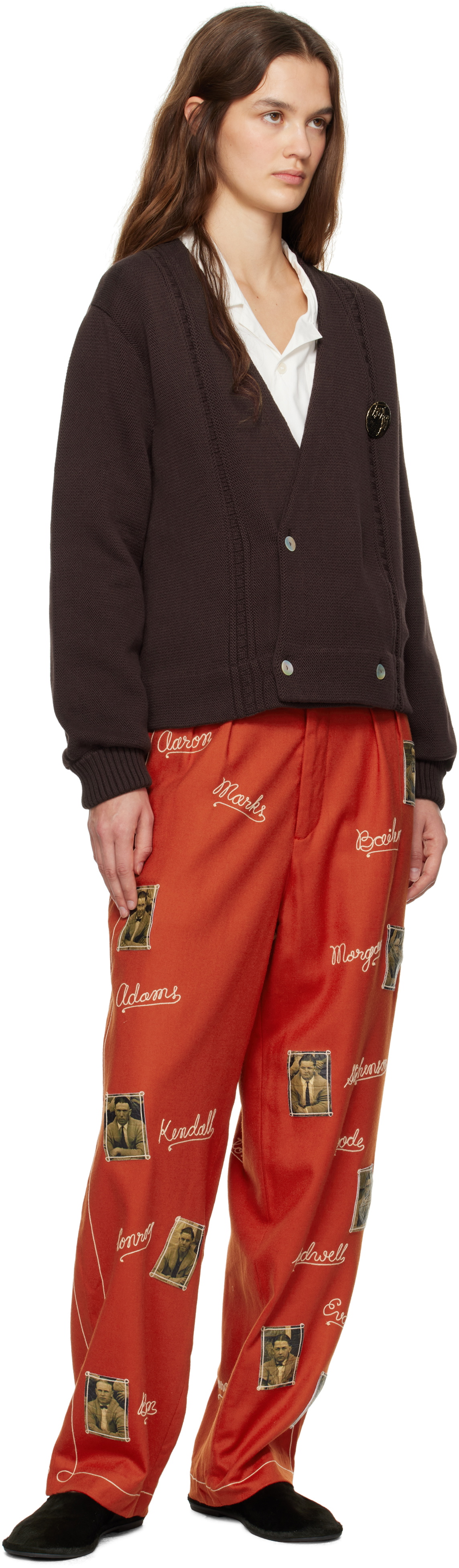 Bode Brown Double-Breasted Cardigan