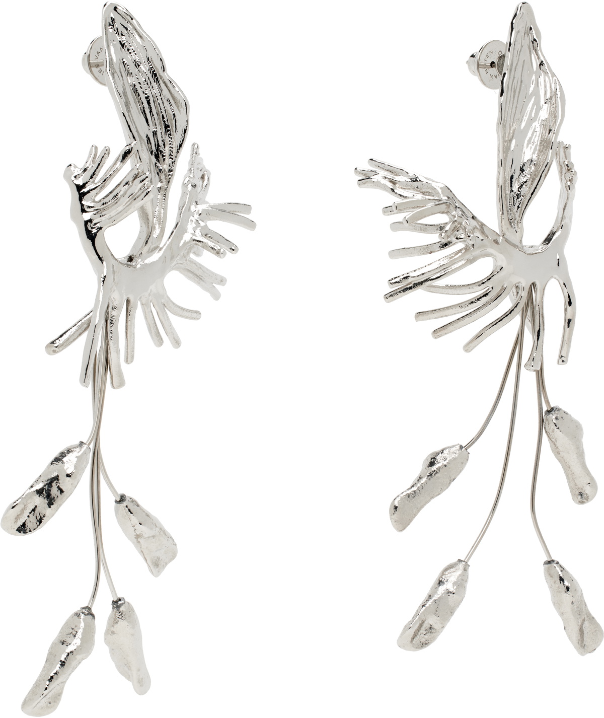 Dries Van Noten Silver Graphic Earrings