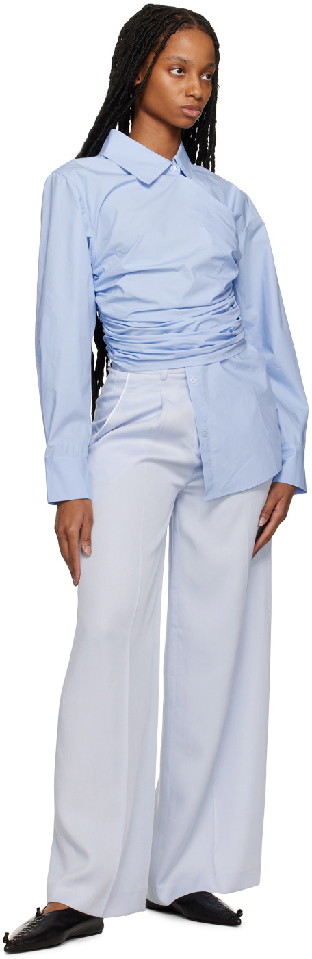 Elleme Blue Draped Blouse