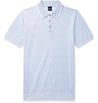 Hugo Boss - Slim-Fit Contrast-Tipped Knitted Cotton Polo Shirt - Blue