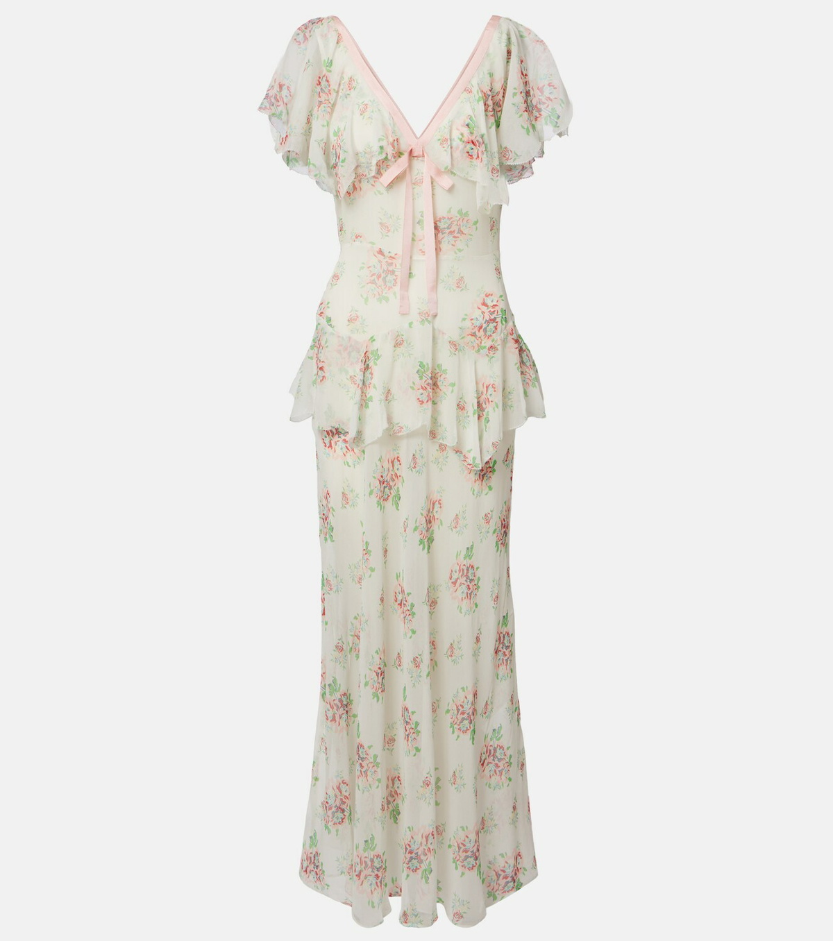 Dôen Amelisse floral silk georgette maxi dress
