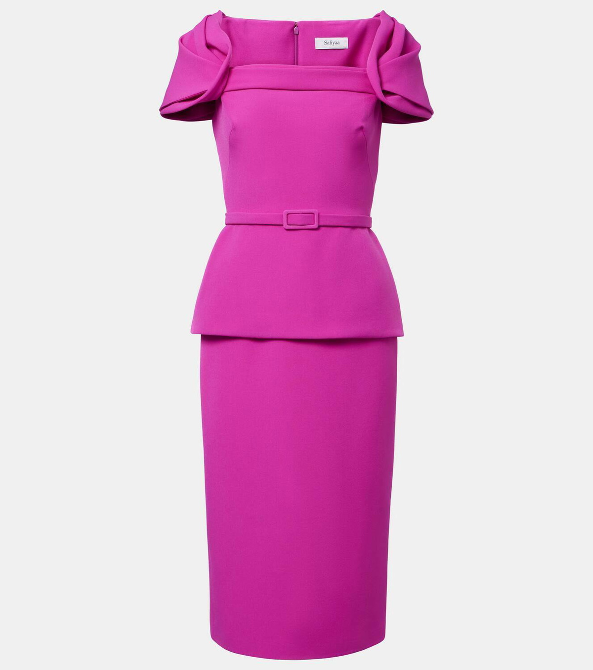 Safiyaa Belted peplum midi dress
