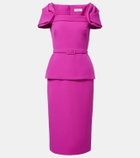 Safiyaa Belted peplum midi dress