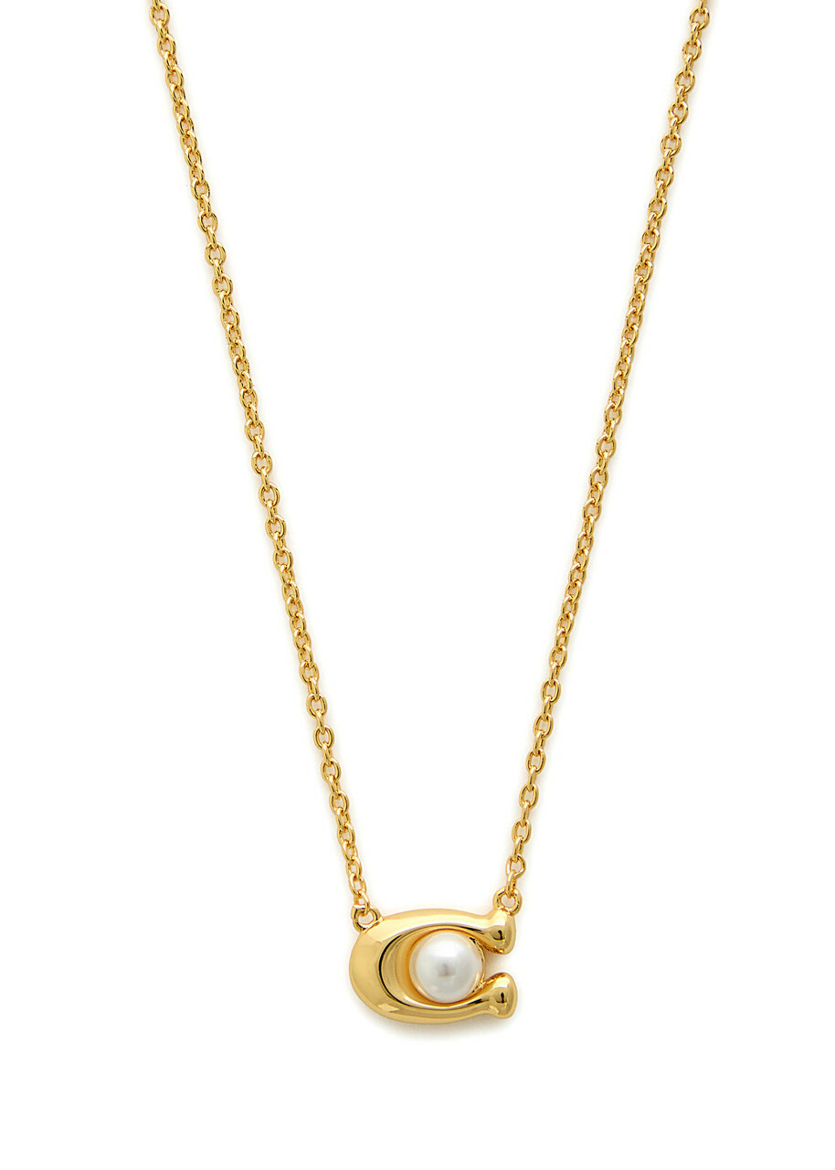 Coach Logo Necklace - Pearl - One Size