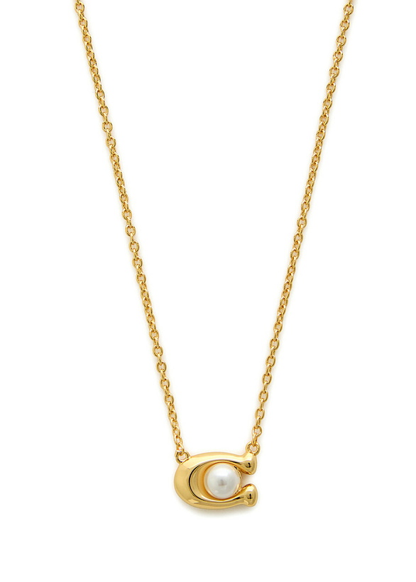 Photo: Coach Logo Necklace - Pearl - One Size