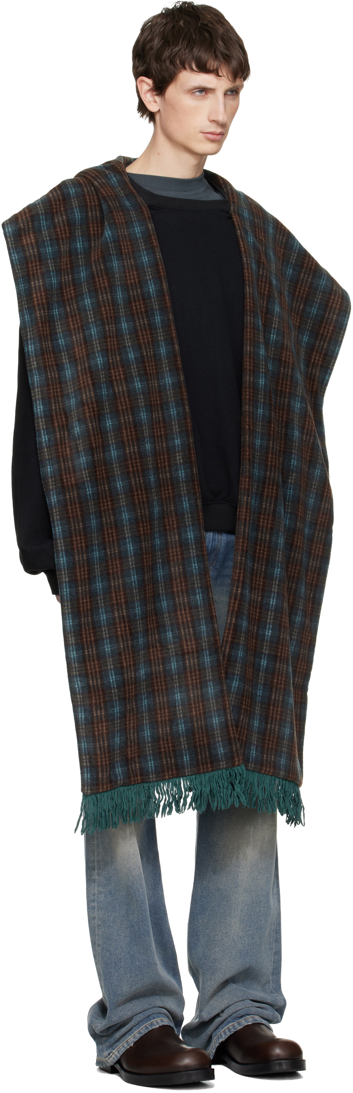 We11done Black Scarf-Detail Long-Sleeved Sweatshirt