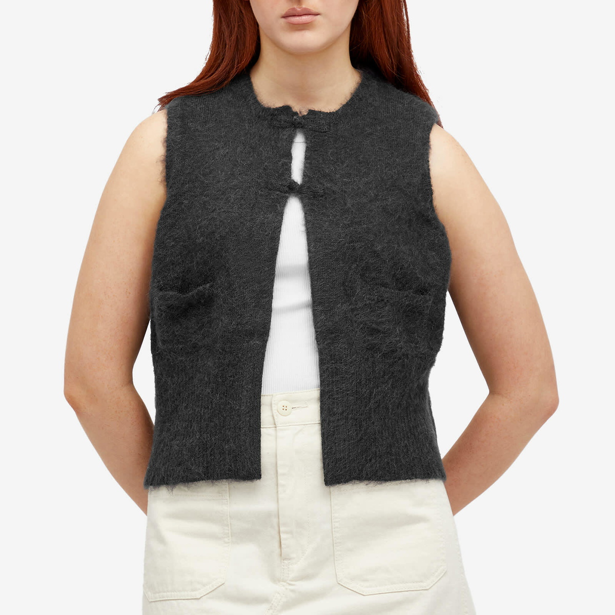 Beams Boy Women's G. Button Vest in Charcoal.G 