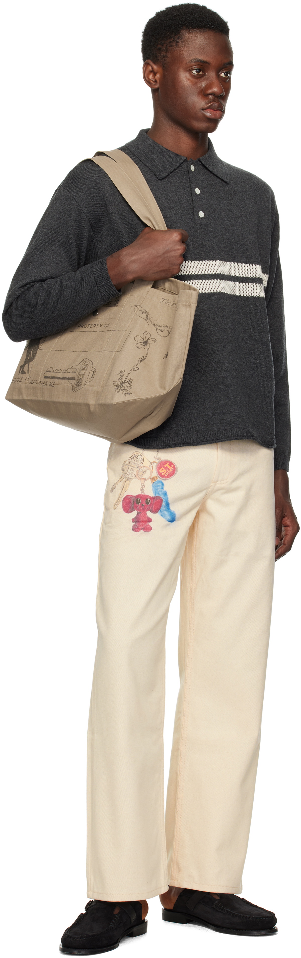 Small Talk Studio SSENSE Exclusive Taupe Hand Drawn Utility Tote