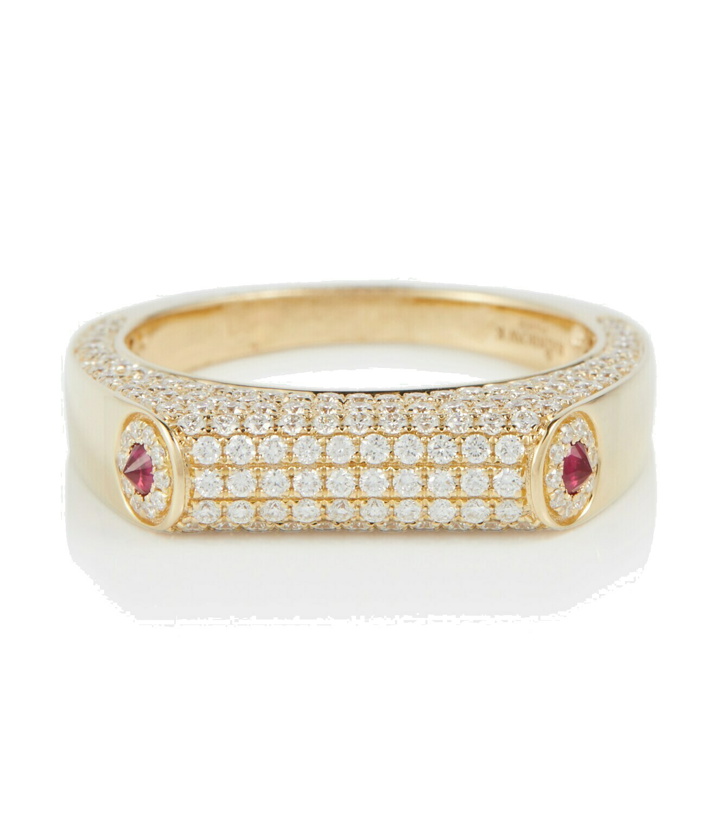 Photo: Rainbow K Grace 14kt gold ring with diamonds and rubies