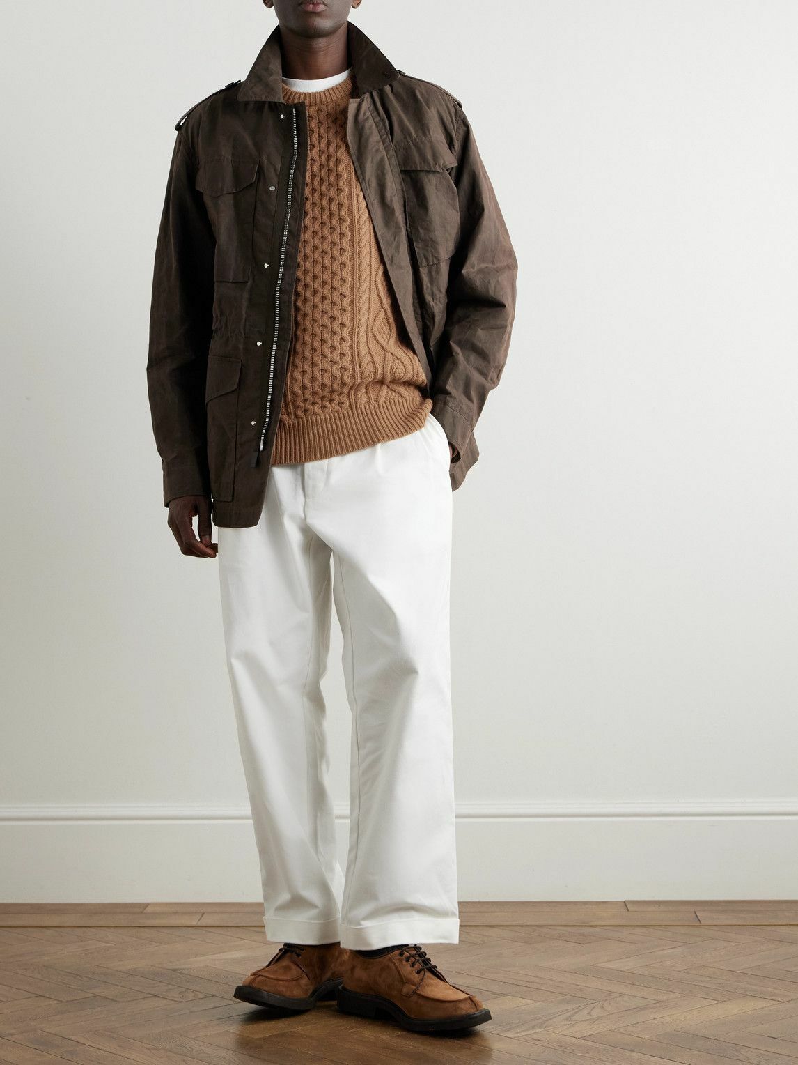 Ghiaia Cashmere - Pescatore Cable-Knit Virgin Wool Sweater - Brown