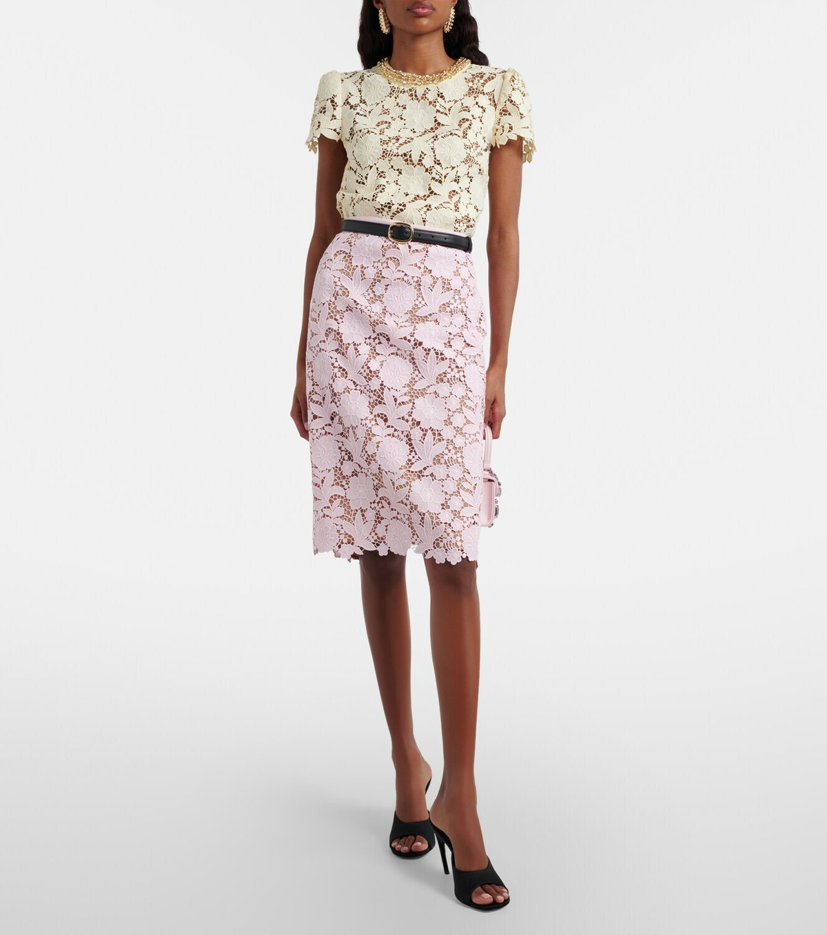 Self-Portrait Lace pencil skirt