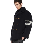 Thom Browne Navy Shearling Unconstructed Classic Peacoat