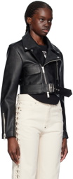 Stella McCartney Black Cropped Faux-Leather Biker Jacket