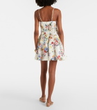 Camilla Embellished floral linen and silk minidress