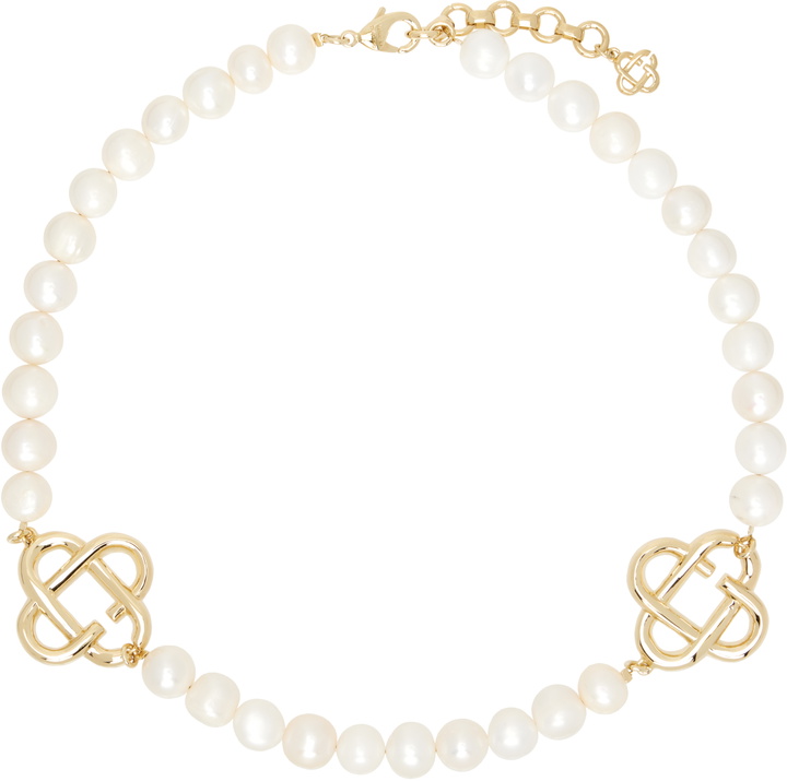 Photo: Casablanca White Medium Pearl Logo Necklace