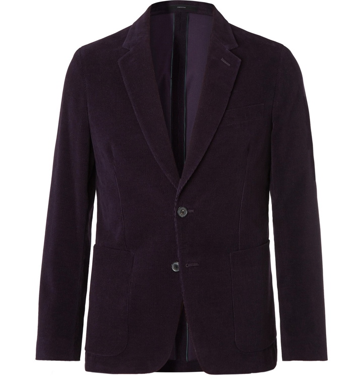 Photo: Paul Smith - Grey Slim-Fit Cotton-Corduroy Suit Jacket - Purple