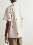 Portuguese Flannel - Lobster Convertible-Collar Embroidered Linen and Cotton-Blend Shirt - Neutrals