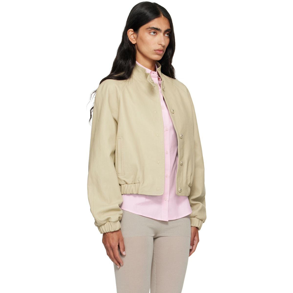 Paloma Wool Beige Raim Leather Jacket