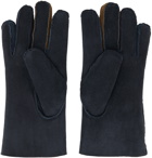 Paul Smith Navy Pinched Seam Shearling Gloves