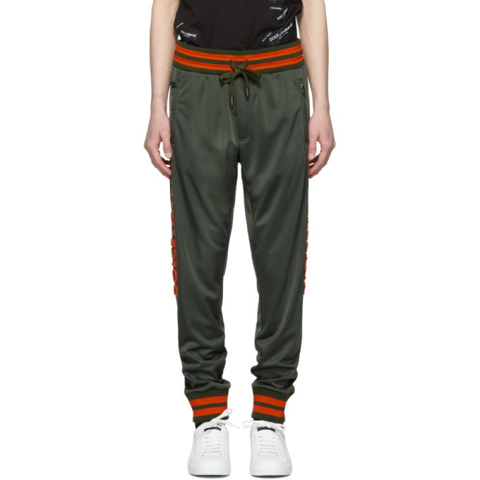 Photo: Dolce and Gabbana Green and Orange Logo Jogging Lounge Pants