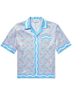 Casablanca - Convertible-Collar Printed Silk Shirt - Blue