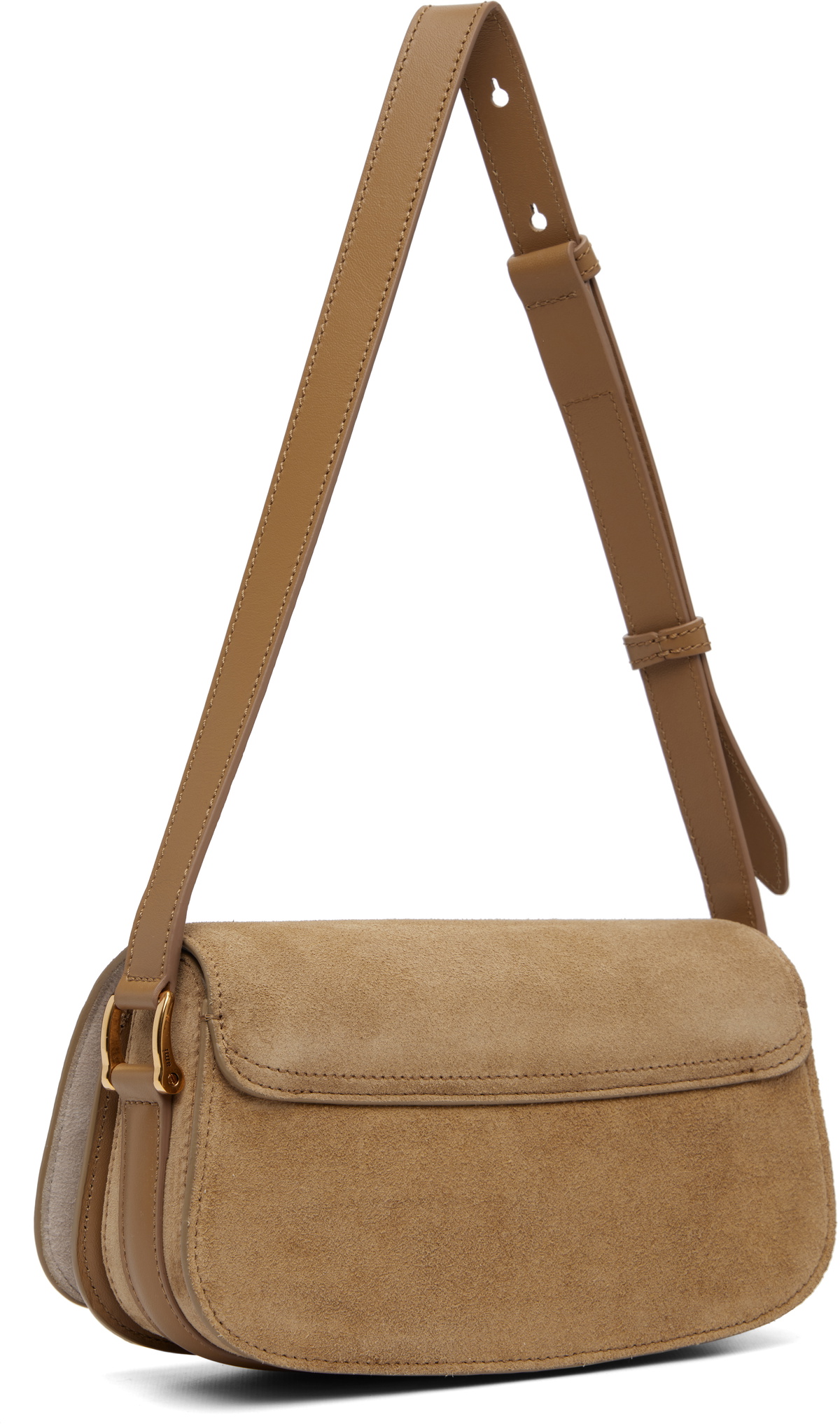 AMI Paris Beige Calfskin Leather Paris Paris Shoulder Bag