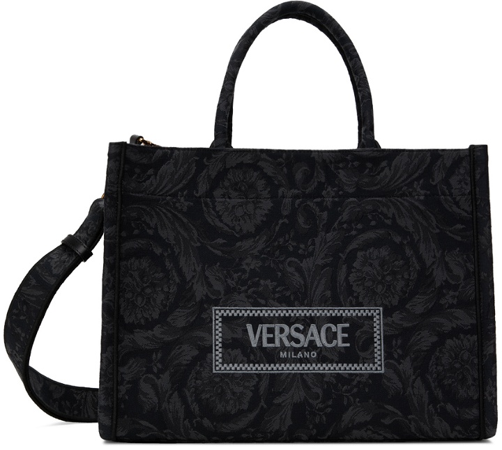 Photo: Versace Black & Gray Barocco Athena Bag