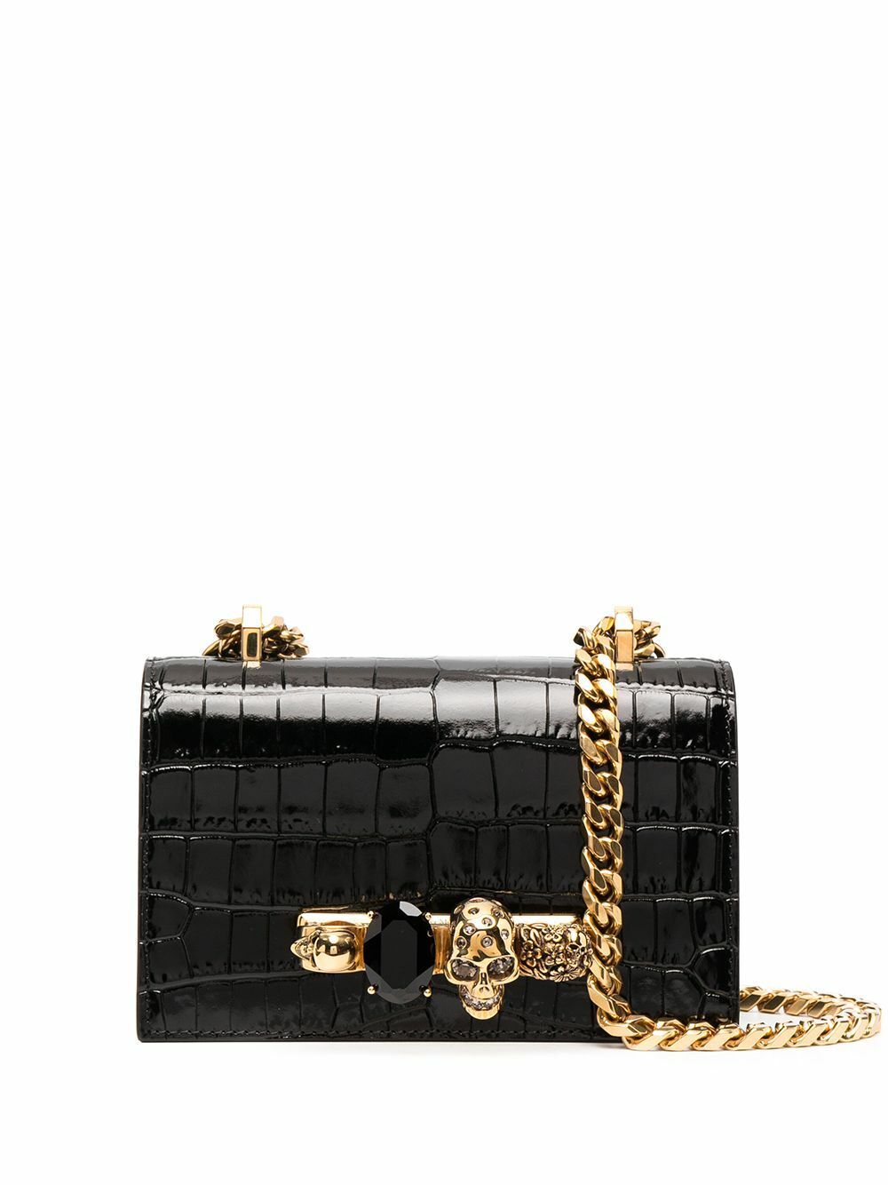 Alexander Mcqueen Women Black Leather Mini Satchel Crossbody Bag