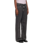 rag & bone Black Phoebe Wide-Leg Drawstring Jeans