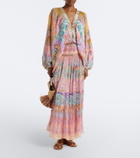 Camilla Printed tiered silk maxi skirt
