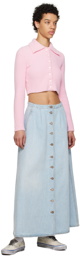 ERL Blue Button Denim Maxi Skirt
