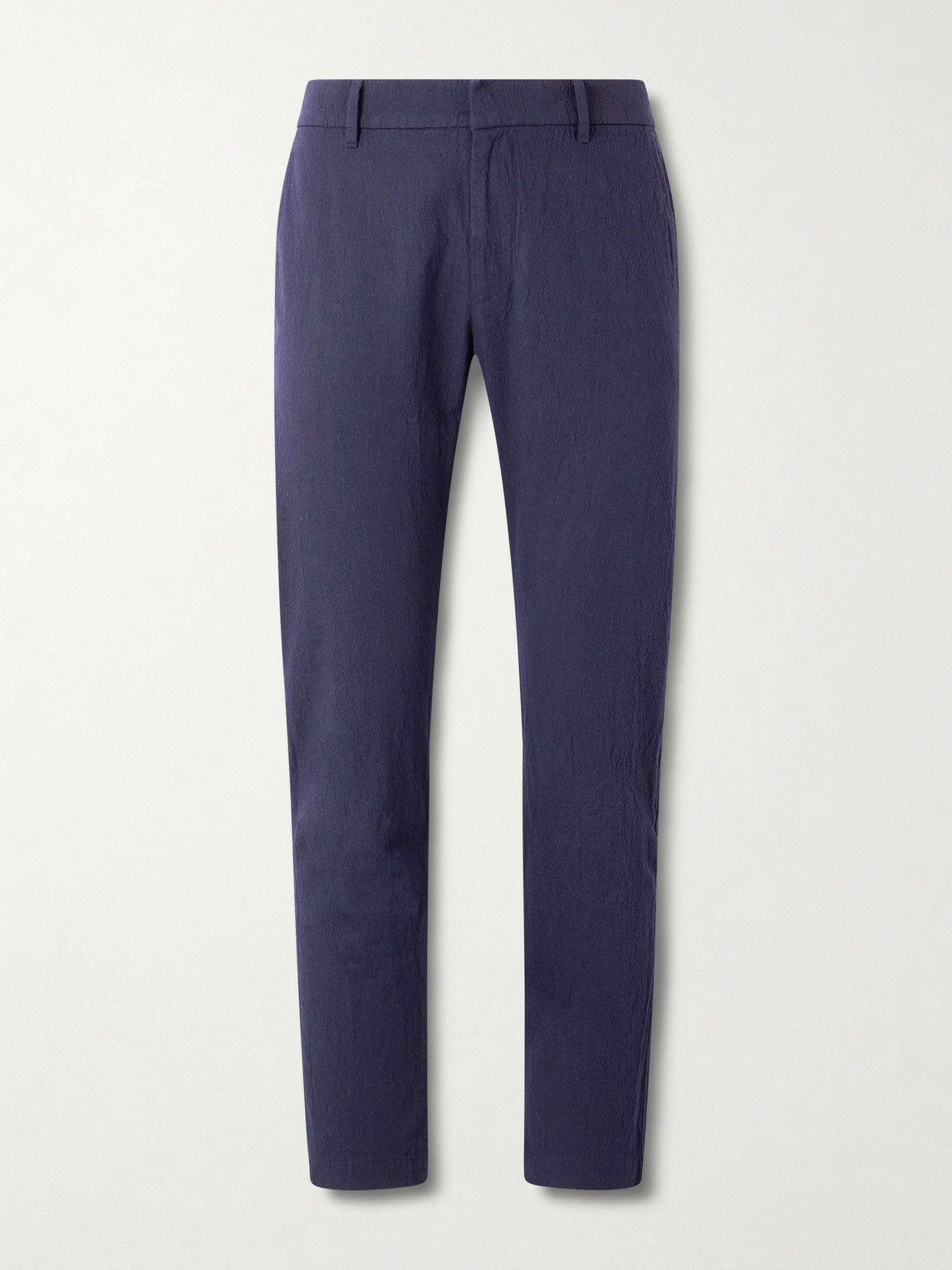 Barena - Slim-Leg Crinkled Cotton-Blend Trousers - Blue