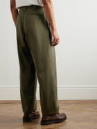 Monitaly - Ekusy Wide-Leg Cropped Pleated Cotton-Sateen Trousers - Green