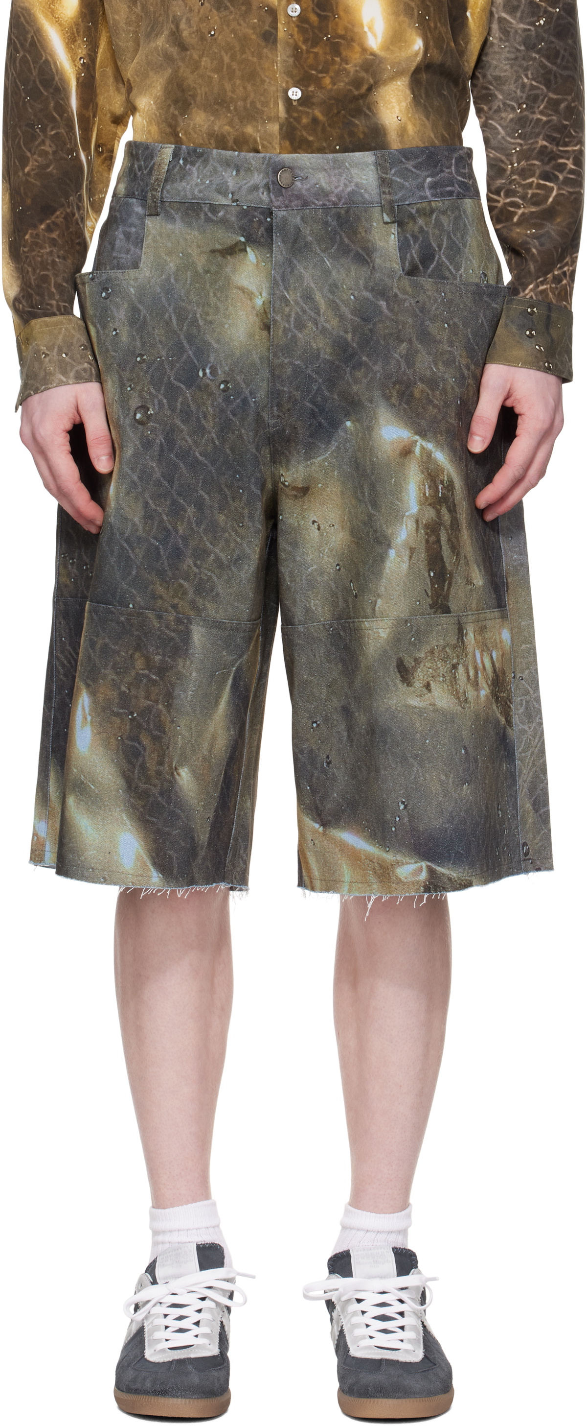Serapis SSENSE Exclusive Khaki Golden Hour Sailor Denim Shorts