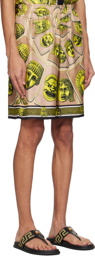 Versace Beige 'Le Maschere' Shorts