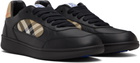 Burberry Black Leather & Check Terrace Sneakers​