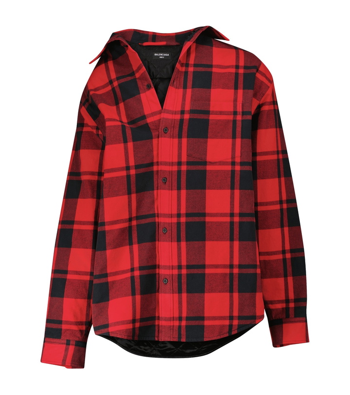 Photo: Balenciaga - Off-shoulder checked shirt