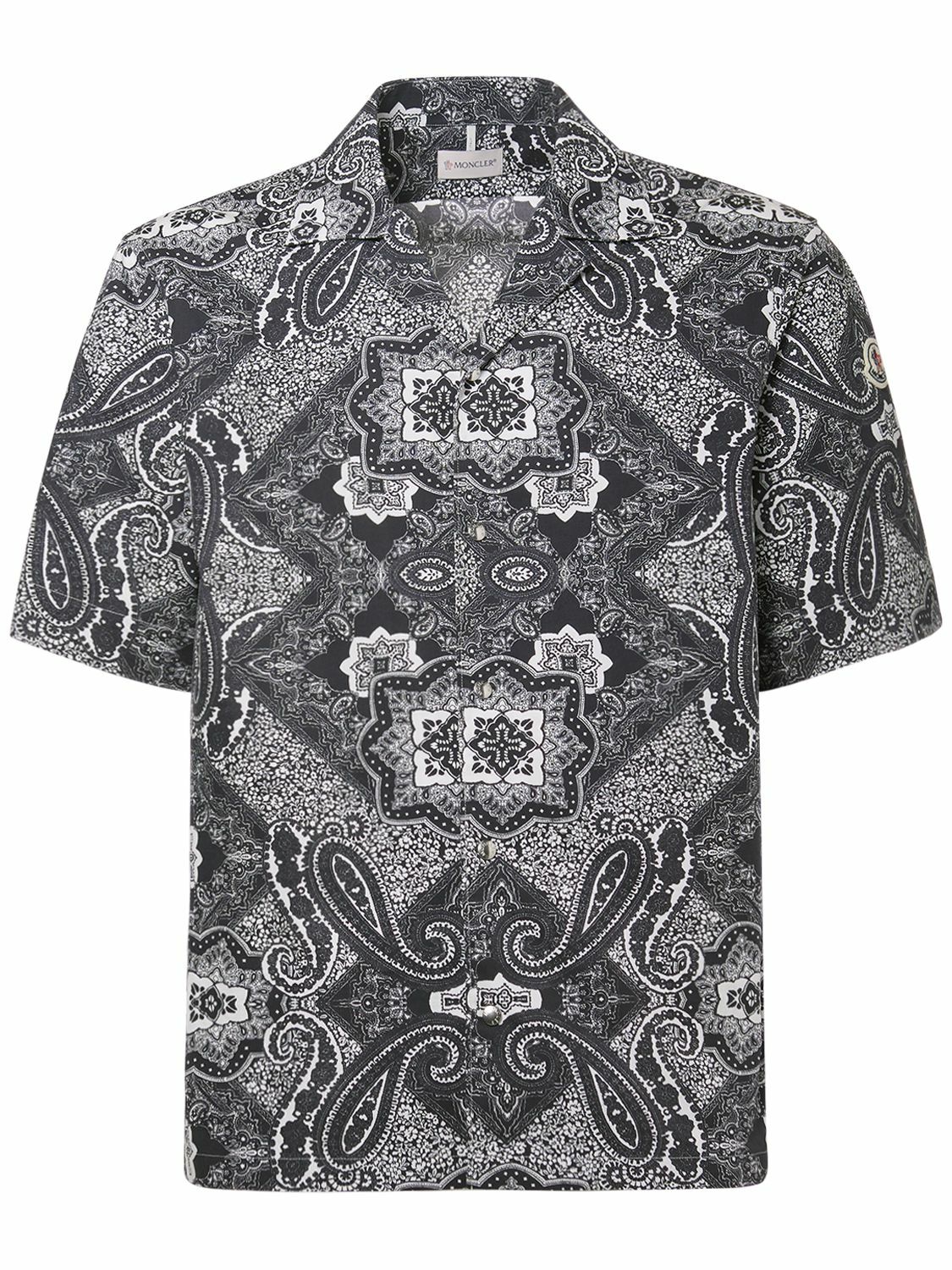 MONCLER - Bandana Print Poplin Short Sleeve Shirt Moncler