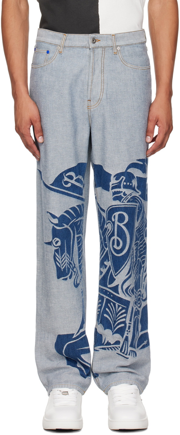Burberry Blue EKD Oversized Fit Jeans Burberry