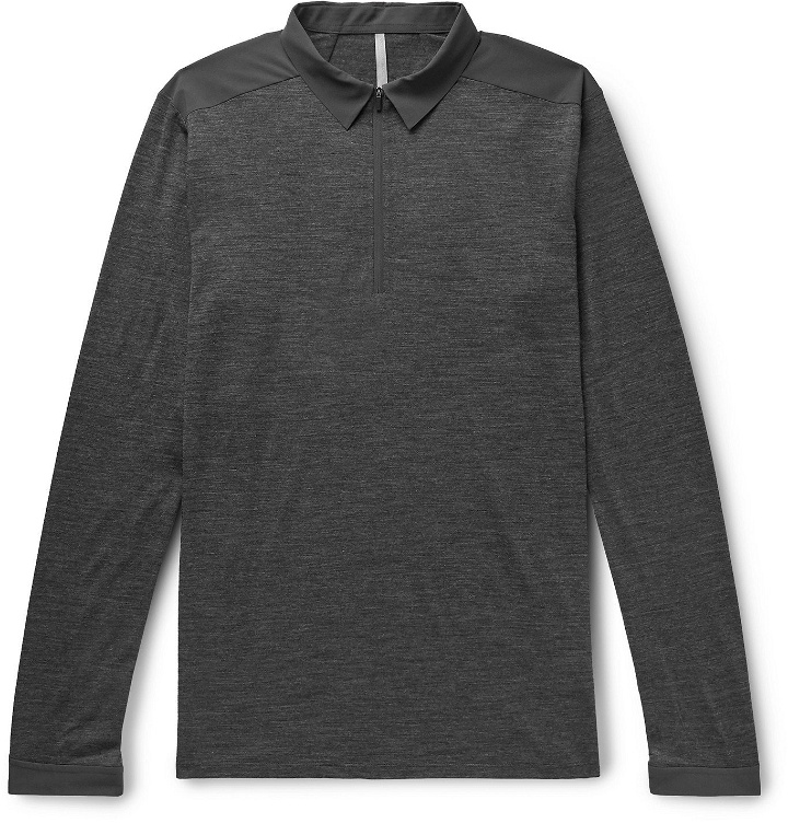 Photo: Veilance - Frame Mélange Wool and Nylon-Blend Jersey Polo Shirt - Gray