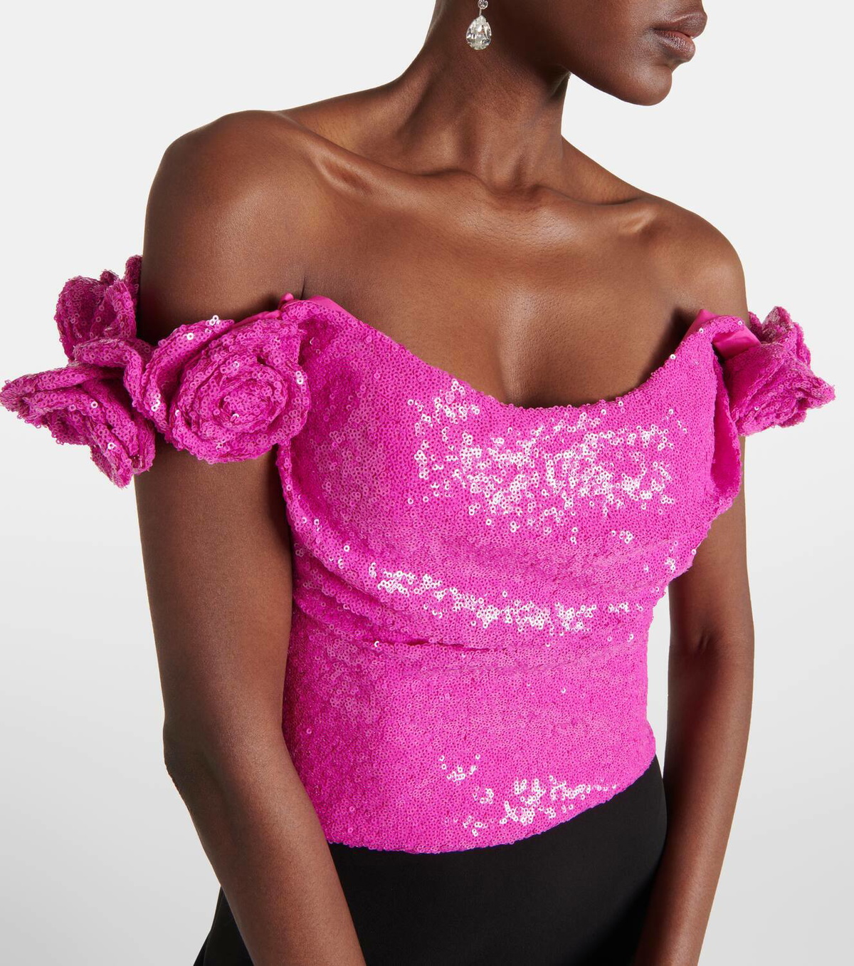 Costarellos Birdie off-shoulder sequined top
