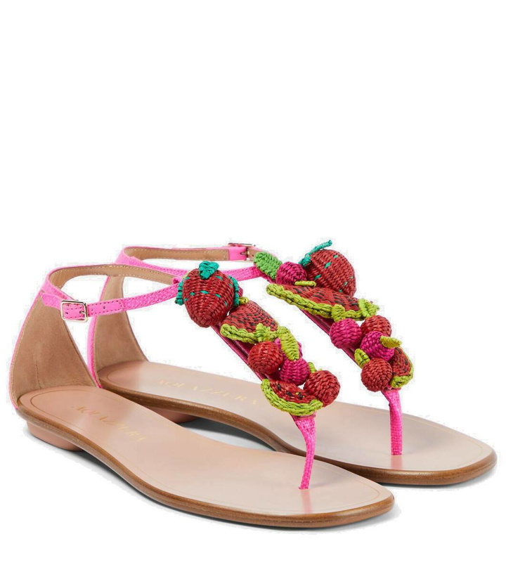 Photo: Aquazzura Strawberry Punch raffia thong sandals
