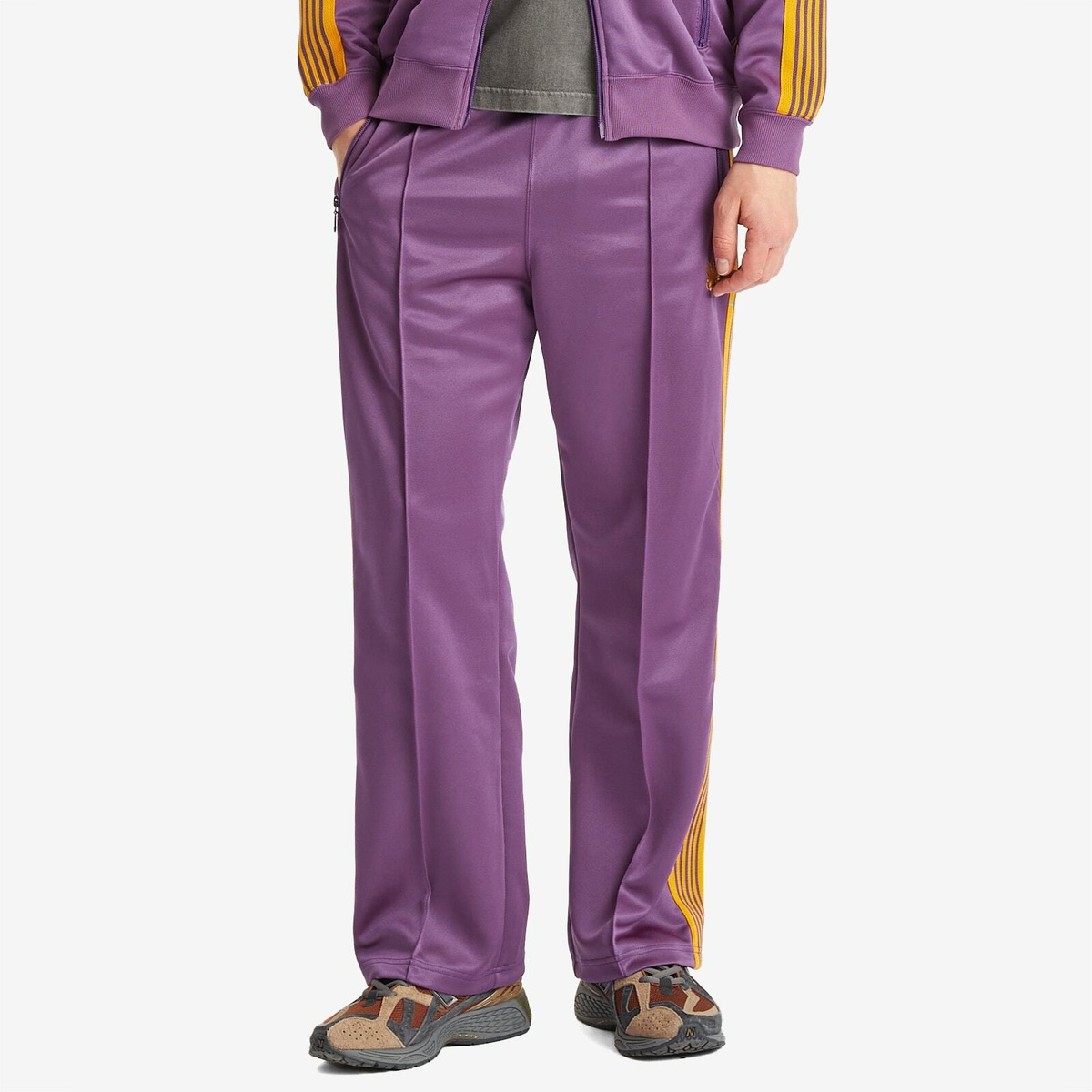 Needles Men's Poly Smooth Track Pant in Purple Needles