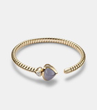 Marina B Trisolina Bypass 18kt gold bracelet with blue chalcedony and pavé diamonds