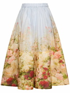 ZIMMERMANN - Luminosity Print Linen & Silk Midi Skirt