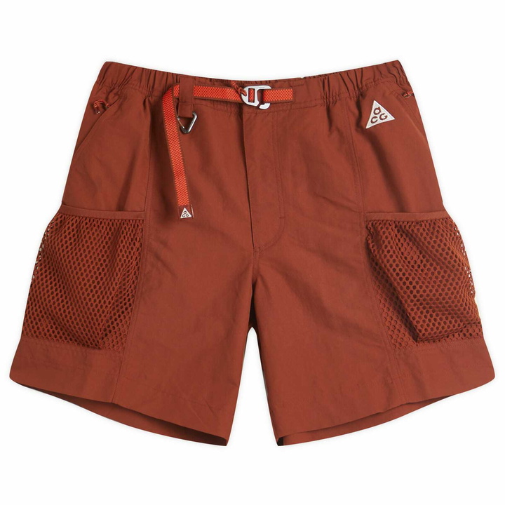 Photo: Nike Men's ACG Snowgrass Cargo Short in Cinnamon/Picante Red/Summit White