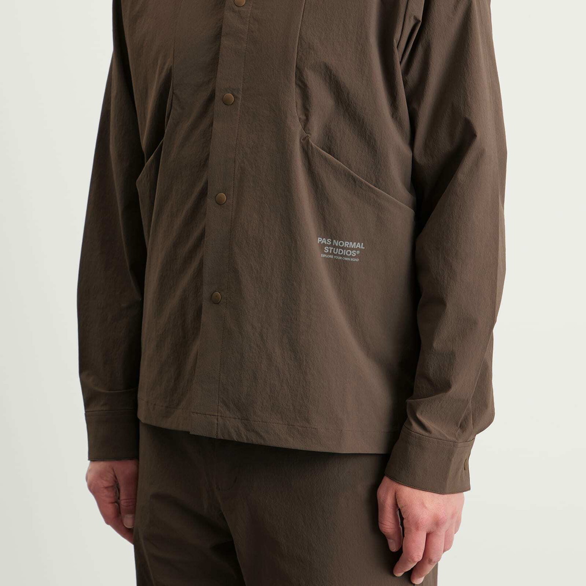 Pas Normal Studios Men's Off-Race Tech Overshirt in Ash Brown